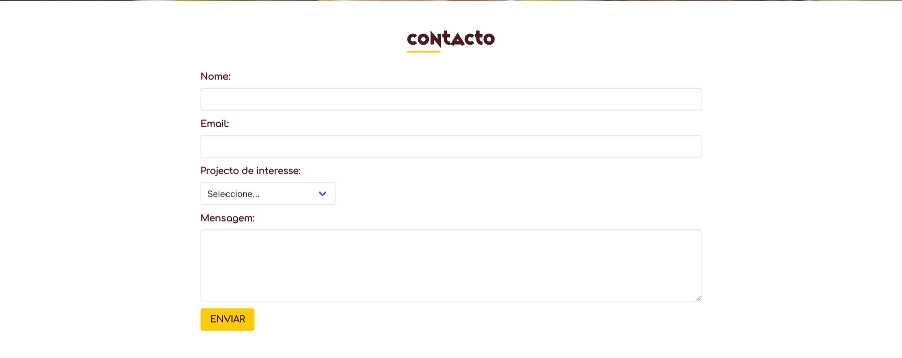 Página de contacto e pedido de aula experimental no site da Academia de Capoeira de Lisboa